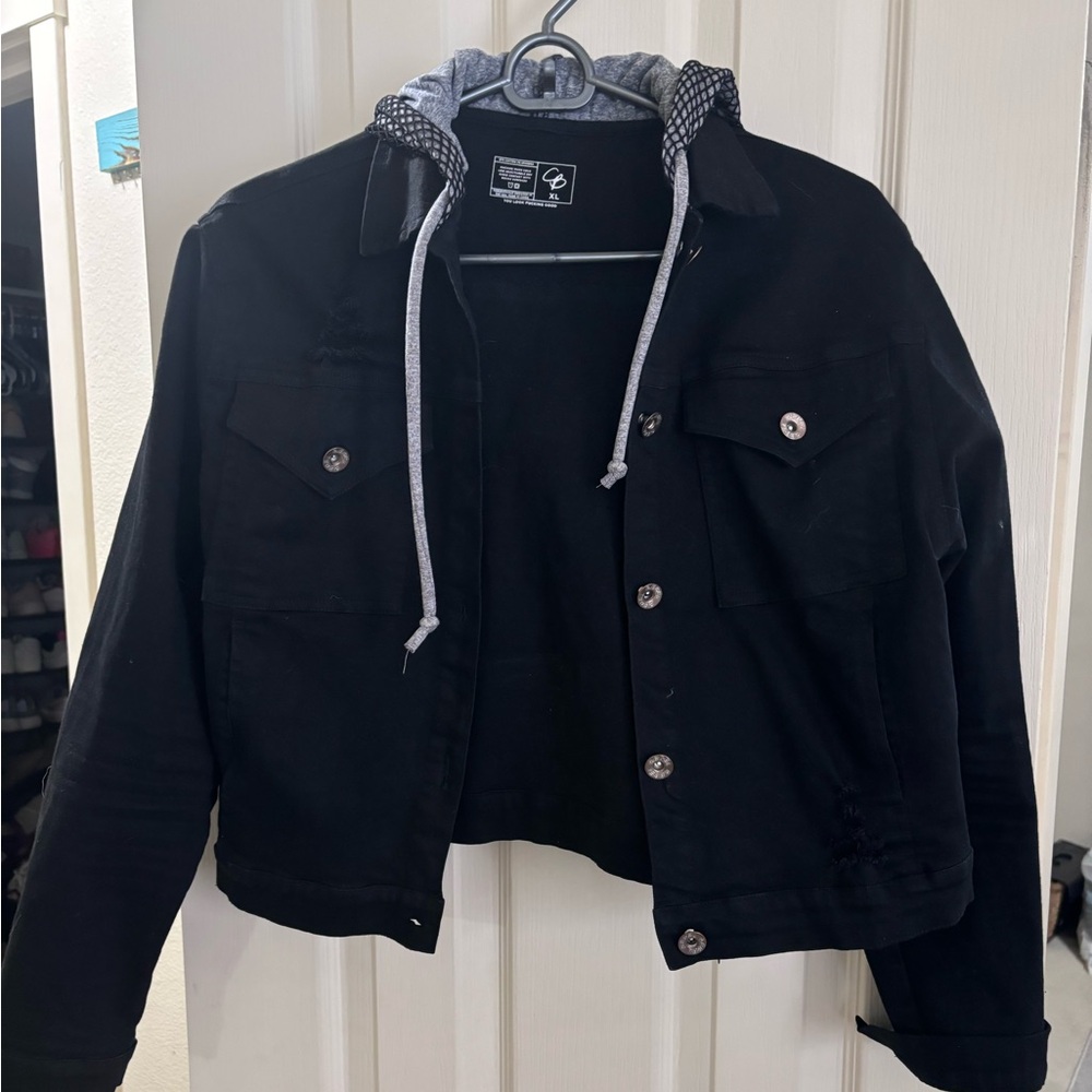 Celestial Bodies black denim crop jacket